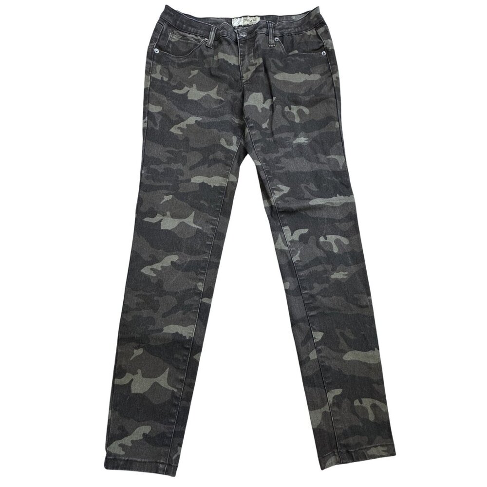 Hybrid & Company Womens Size 13 Brown Camouflage Skinny Jeans 5 Pockets Juniors